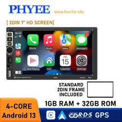 Radio Coche Android, 2 Din, Inalámbrico Carplay, Android Auto, Bluetooth Manos Libres, AM FM RDS, Wifi, Navegacion GPS, USB, TF, Reproductor Multimedia Unidad Principal 8802