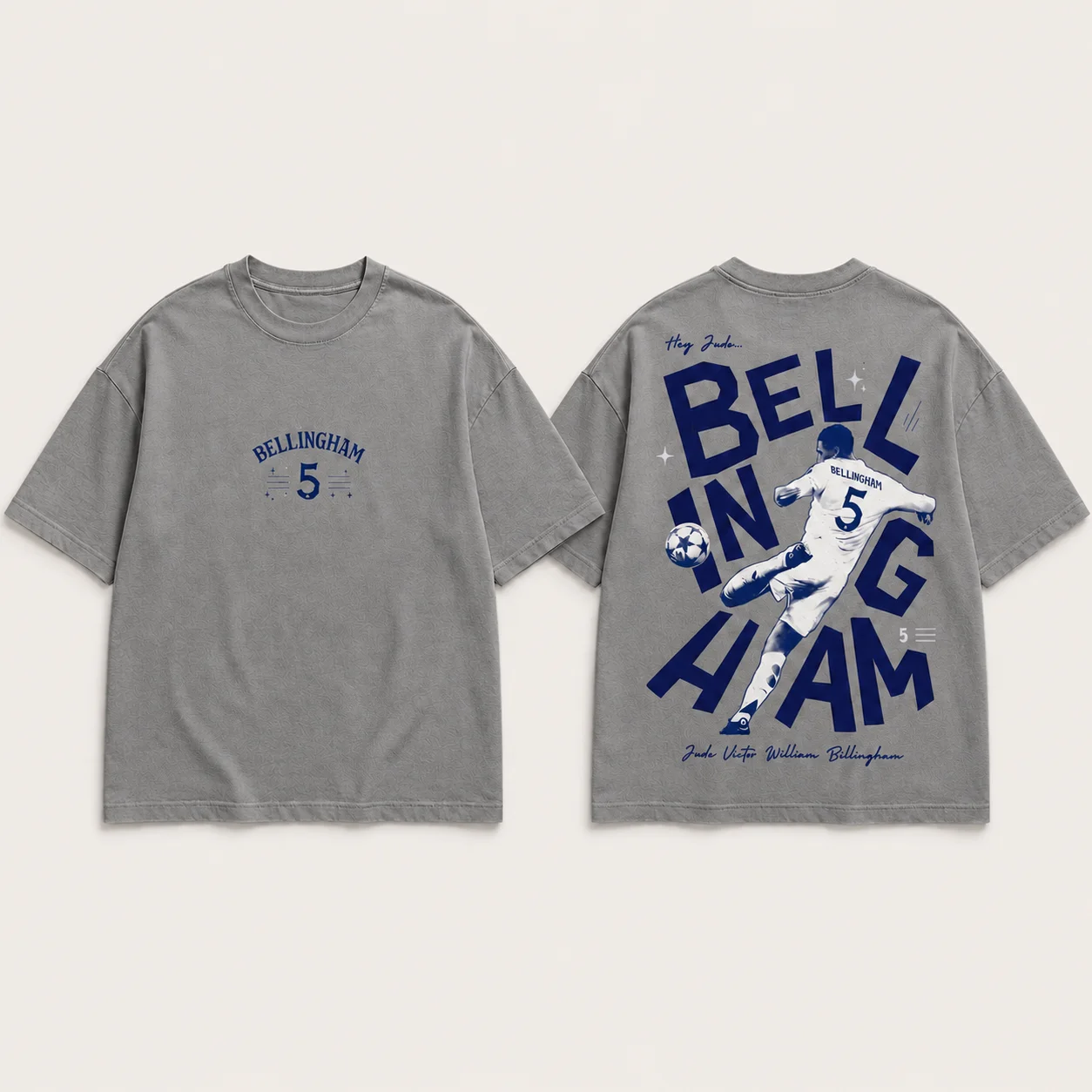 Jude Bellingham Nr. 5 Fußballspieler Grafik T-Shirt für Männer und Frauen, beidseitig bedrucktes Kurzarm-T-Shirt, lässiges Fußball-T-Shirt – Detail 5
