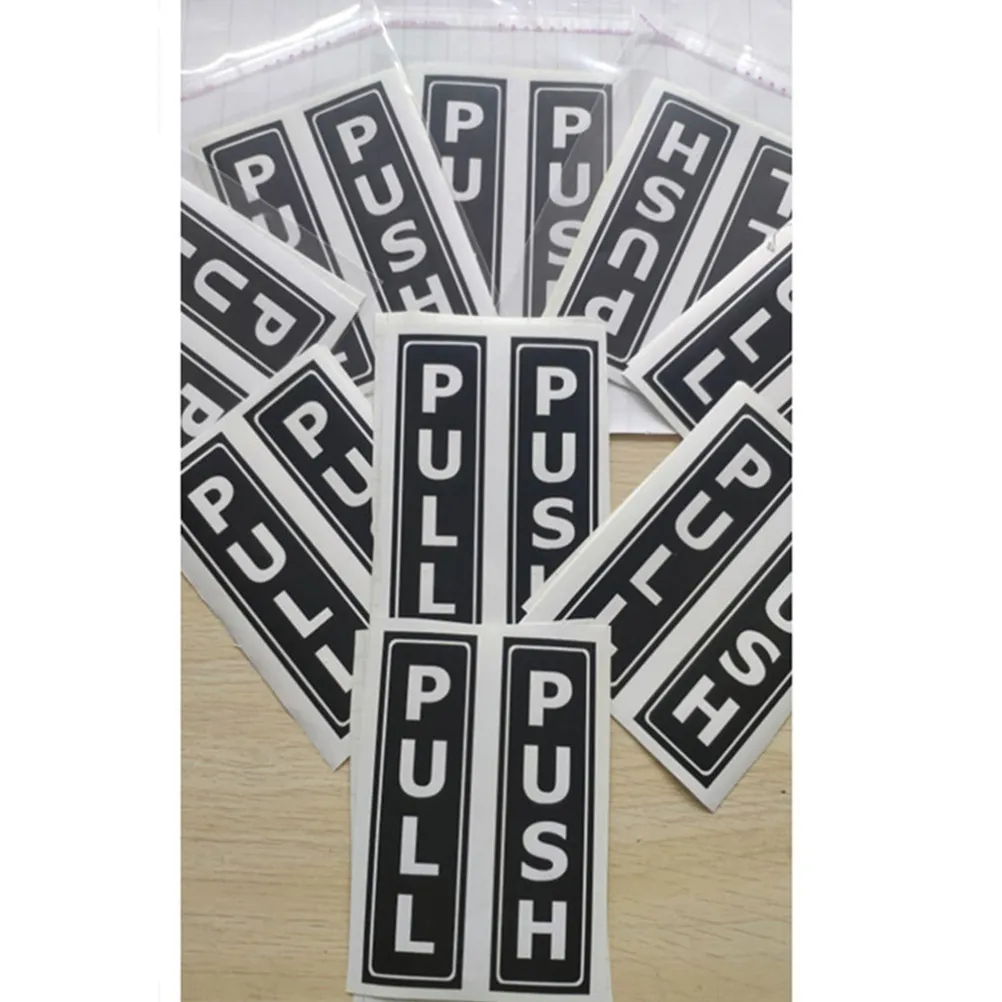 6Pcs Creative Door Stickers Push Pull Sign PVC Adhesive Decals for Smooth Surfaces Glass Metal Ceramic Wall Hotel Office