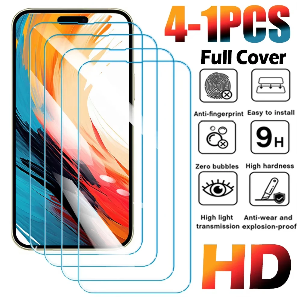 1-4Pcs Anti-fall HD Tempered Glass For Motorola Moto G84 G75 G54 Full Cover Transparent Screen Protector Glass Film Moto G17 G15