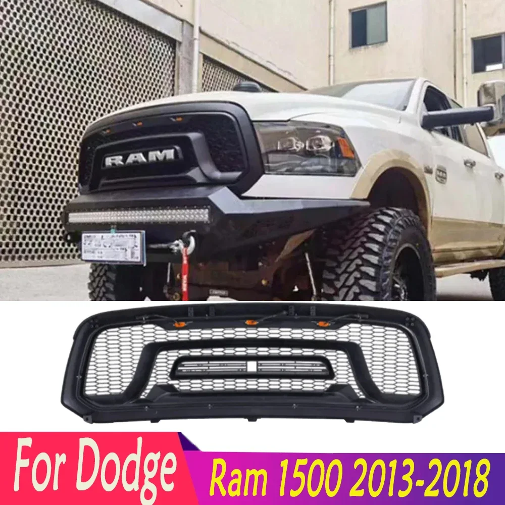 

For Dodge Ram 1500 2013-2018 High Quality Black Car Front Racing Honeycomb Bumper Bolt Mesh Upper Hood Grilles