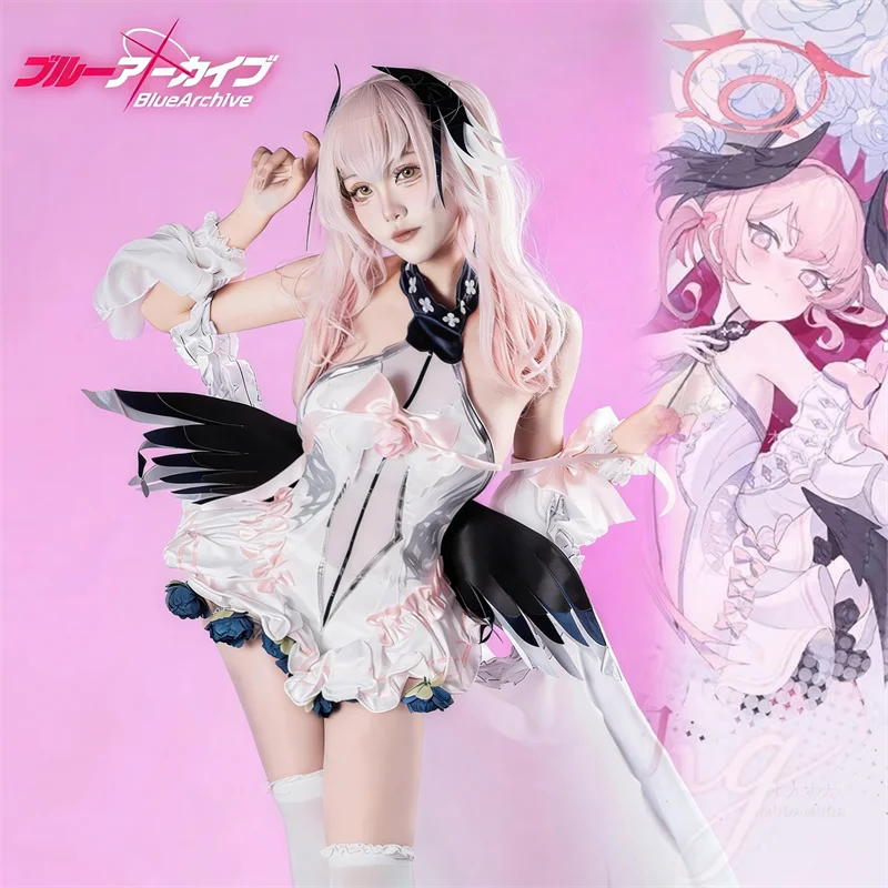 

Игра Синий Архив Шимоэ Кохару Взрослые Женщины Косплей Костюм Платье Крылья Полный Комплект Аксессуаров Костюм Хэллоуин Карнавальные Наряды