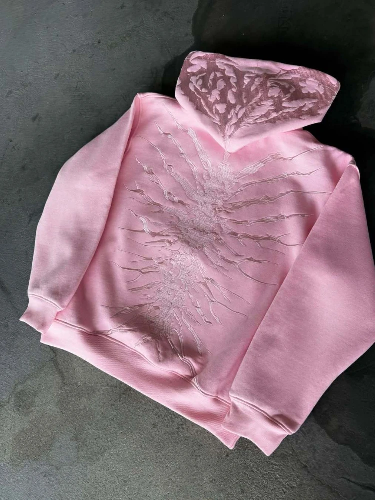 الشارع الأمريكي هوديي الخريف / الشتاء الرجعية الرجال والنساء الهيب هوب التطريز الثقيلة مخصص القوطية هوديي مجموعة