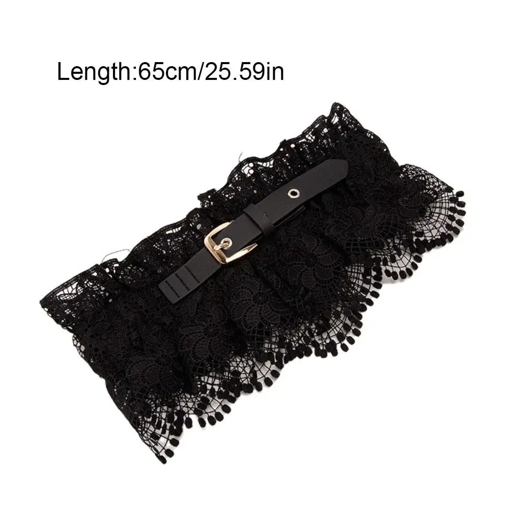 Fascia da smoking vintage in pizzo tinta unita con fibbia ad ardiglione regolabile Cintura elastica con corsetto in vita con sigillo in vita Cintura larga per ragazza