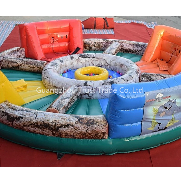 Popular 3 In 1 Sports Game Inflatable Hungry Bungee Running Sport Game Hungry Hippos