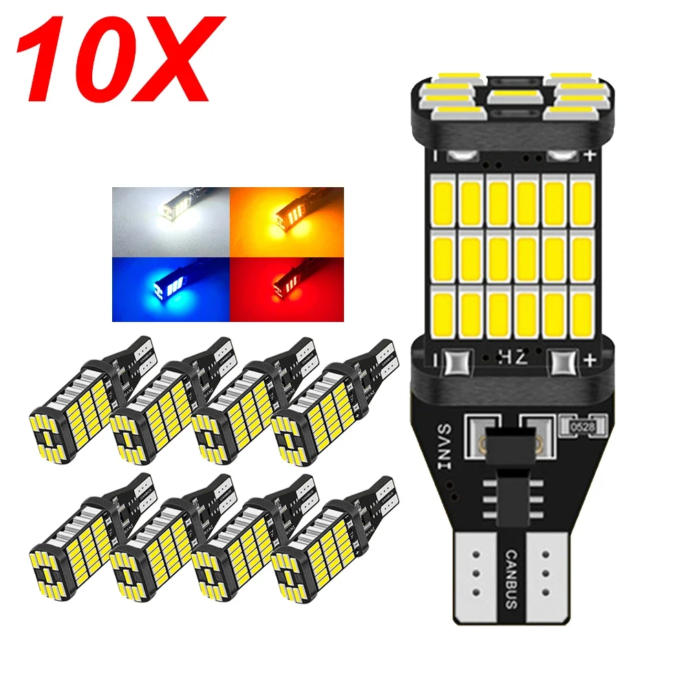 10x W16W T15 LED T16 Bulb Canbus Error Free Backup Reverse Led 921 912 LED Bulbs Car Lights Brake Lamp Stop Light Xenon White