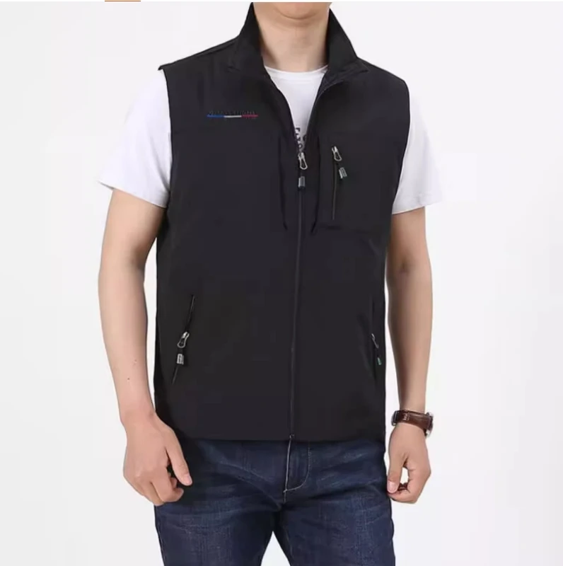 Trend cool autumn and winter outdoor travel must wear stand collar big vest men multi-pocket zipper design vest coat