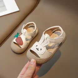 Toddler Girls Sandals Summer New Children Causal First Walker Shoes Fashion Rabbit Carrot Kids Cut-outs Flat Sandals Toe-covered