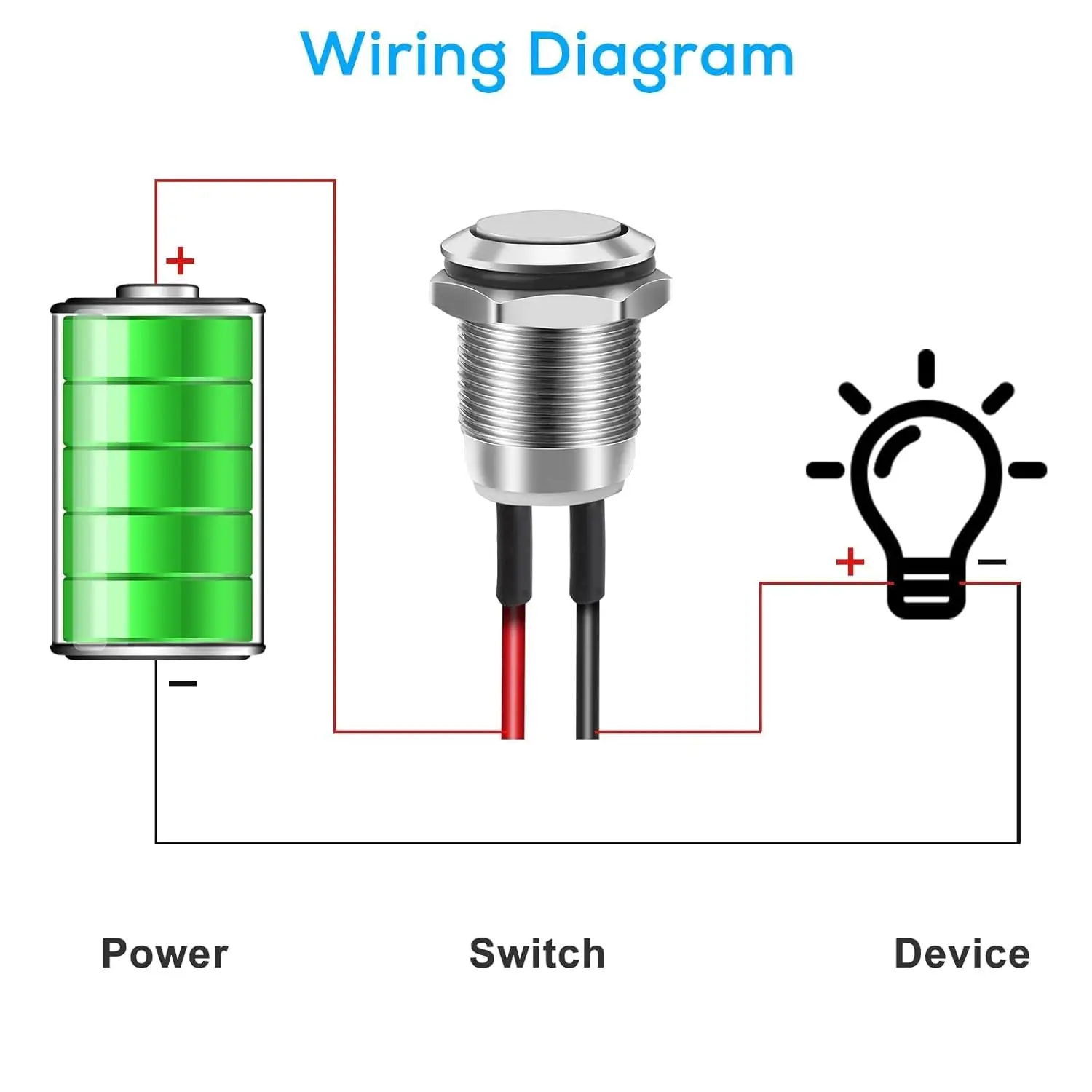 10PCS 12mm Momentary Push Button Switch, Mini Round Pushbutton Switches with Pre-Wired, Waterproof, for Car Boat view 6