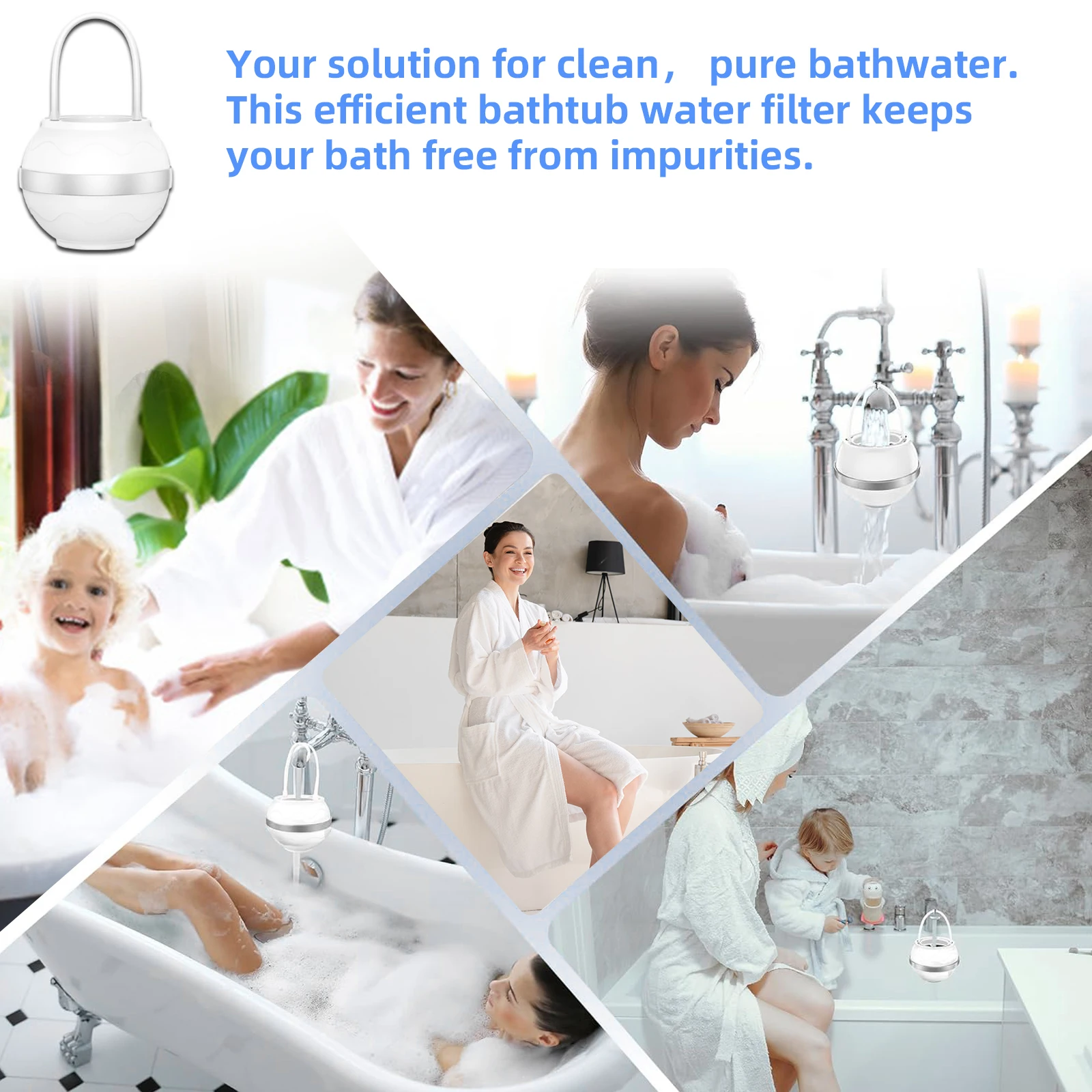 Bath Ball Filter Purifier Shower Water 8 Stages Filtration Portable Bathtub Filtering Removes Chlorine For Healthier Skin & Hair