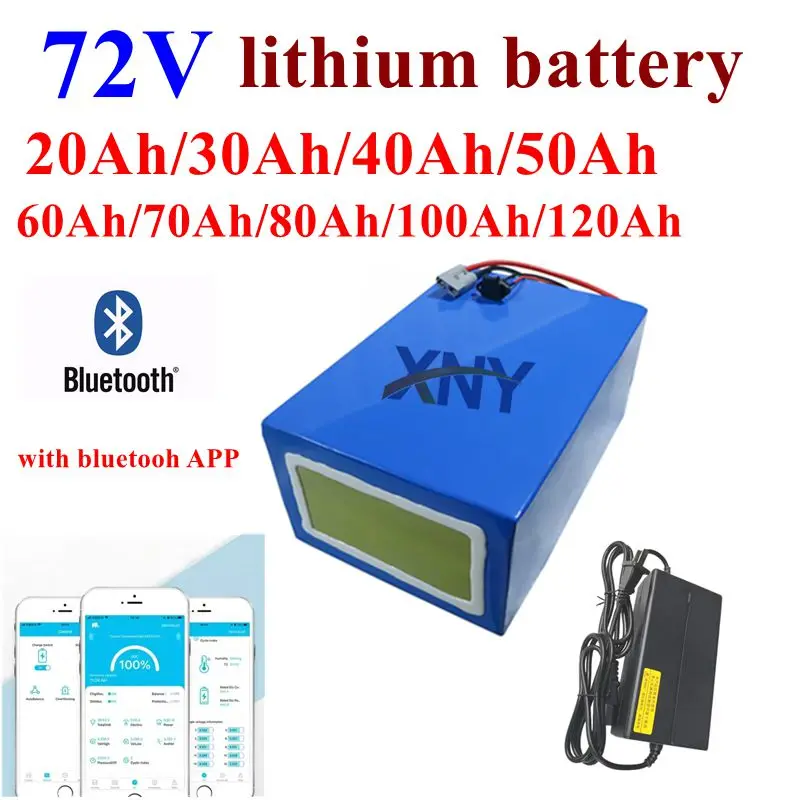 

72 В 40 Ач 50 Ач 60 Ач 70 Ач 80 Ач 100 Ач литий-ионный аккумулятор с Bluetooth BMS для скутера 5000 Вт, мотоцикла, вилочного погрузчика, крана, грузовика