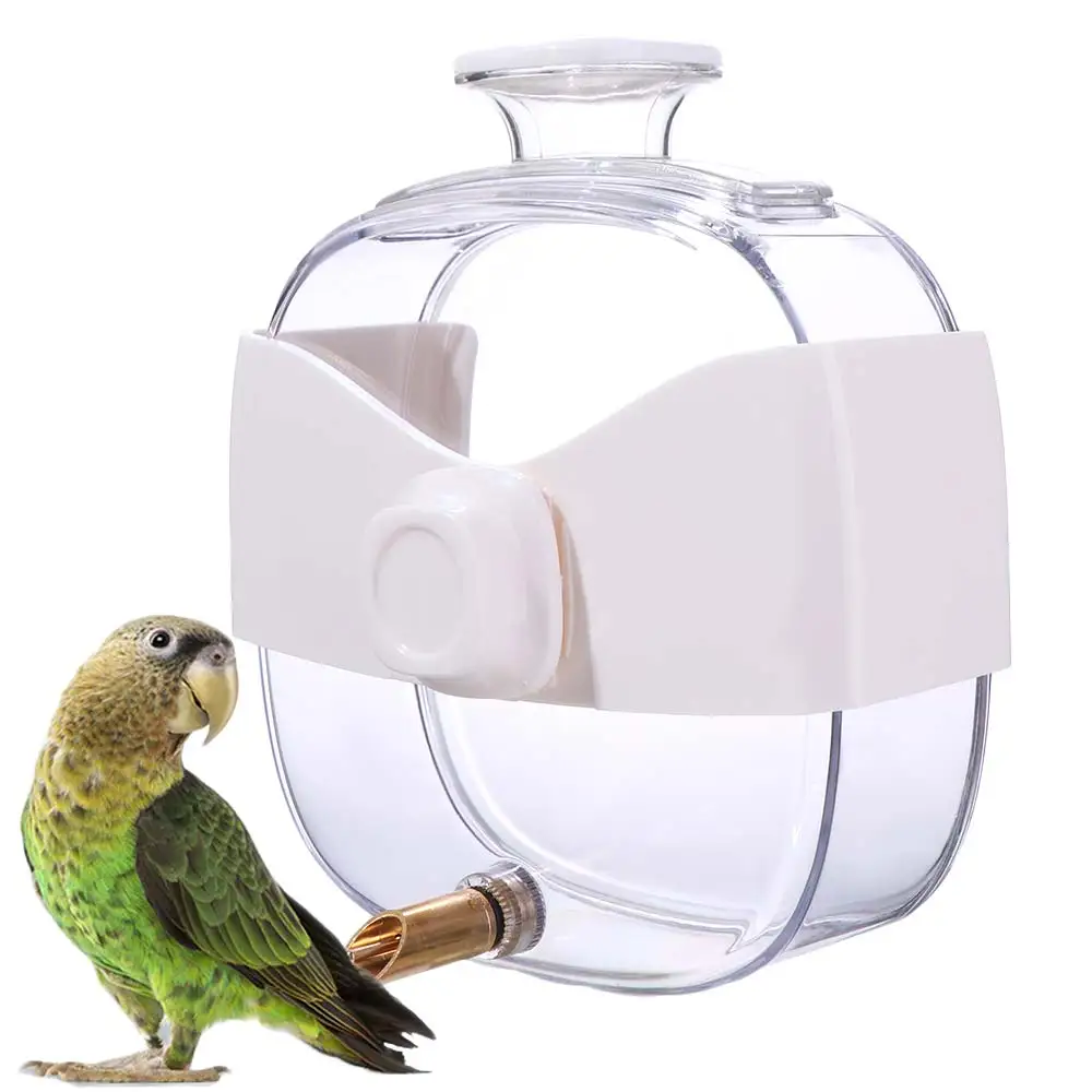 

Transparent Bird Cage Water Dispenser Large Capacity Hanging Parakeet Water Feeder Convenient 450ml Parrot Water Bowl For Birds