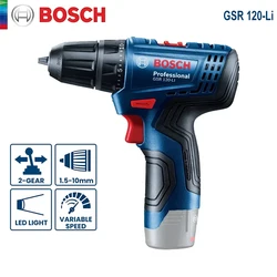 Bosch gsr 120 li furadeira elétrica 12v chave de fenda sem fio recarregável furadeira de impacto driver bosch ferramentas elétricas multifuncionais