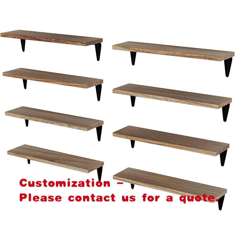 

custom.Solid Stylish Wood Shelves Metal Iron Supports Hook Wall-Mounted Storage Bedroom Living Room Spice Tools Flower Pot D