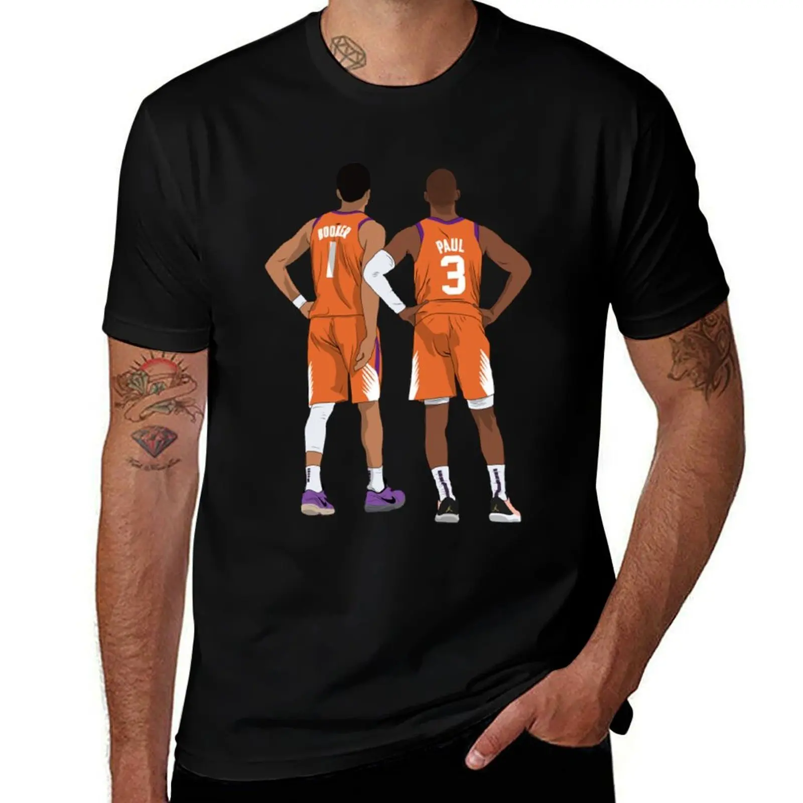 Booker & Chris Paul Phoenix Basketball T-Shirt Classic Crew Neck Cotton T-Shirt