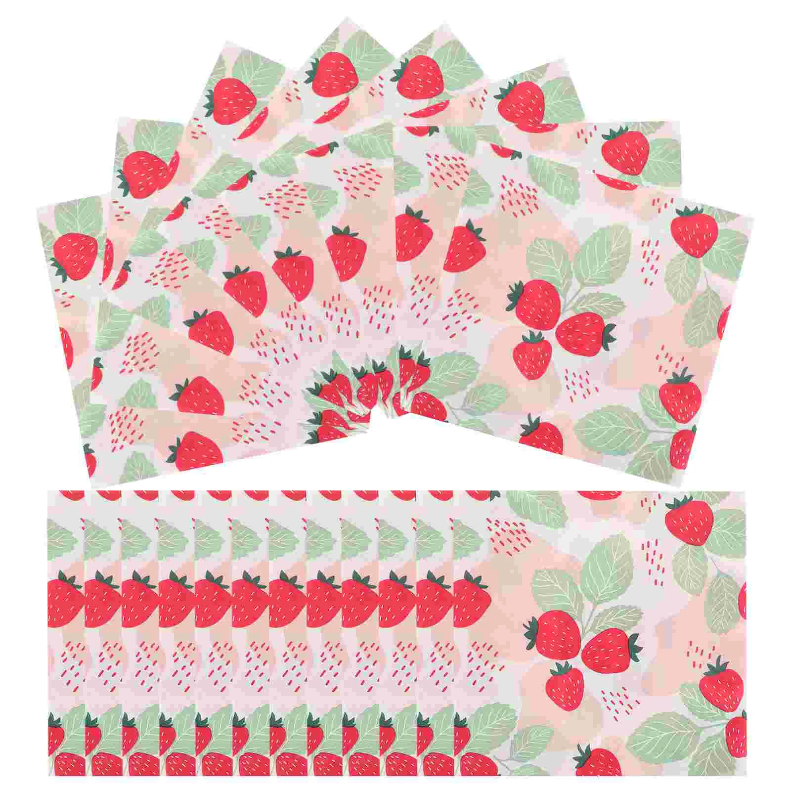 Servilletas de papel desechables con estampado de fresas, suministros de fiesta para banquete, uso diario, 20 hojas