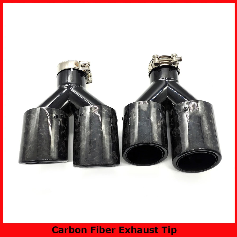 

1 Pair High Quality Bowing Forged Carbon Fiber Rear Tail Muffler Tip Y Shape Double Exit Exhaust Pipe Mufflers Nozzle Decoration