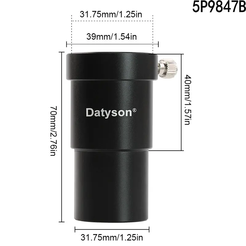 Datyson Telescoop Oculair Metalen Verlengbuis Multifunctionele Adapter 56mm/70mm voor 1.25'' Astronomische Telescoop Interface