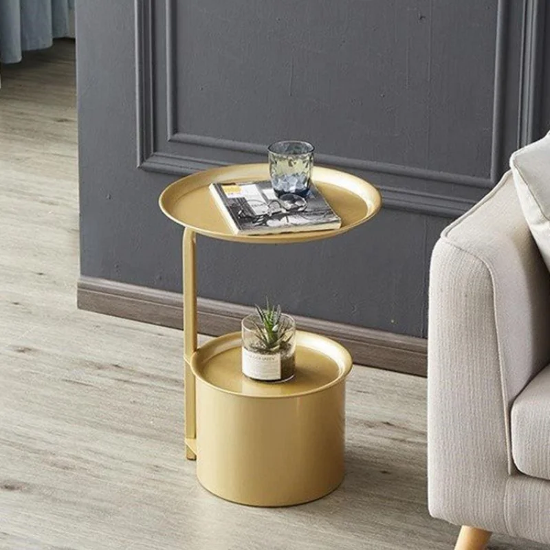 Nordic Golden Coffee Table Living Room Small Auxiliary Coffee Table Luxury Storage Furniture Table Ronde Home Decoration