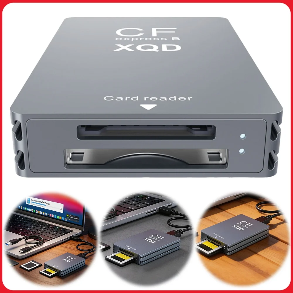 10Gbps XQD/SD Memory Card Reader with USB C To USB A/C Support Thunderbolt 3/4 Port for Professional Filmmakers Content Creators