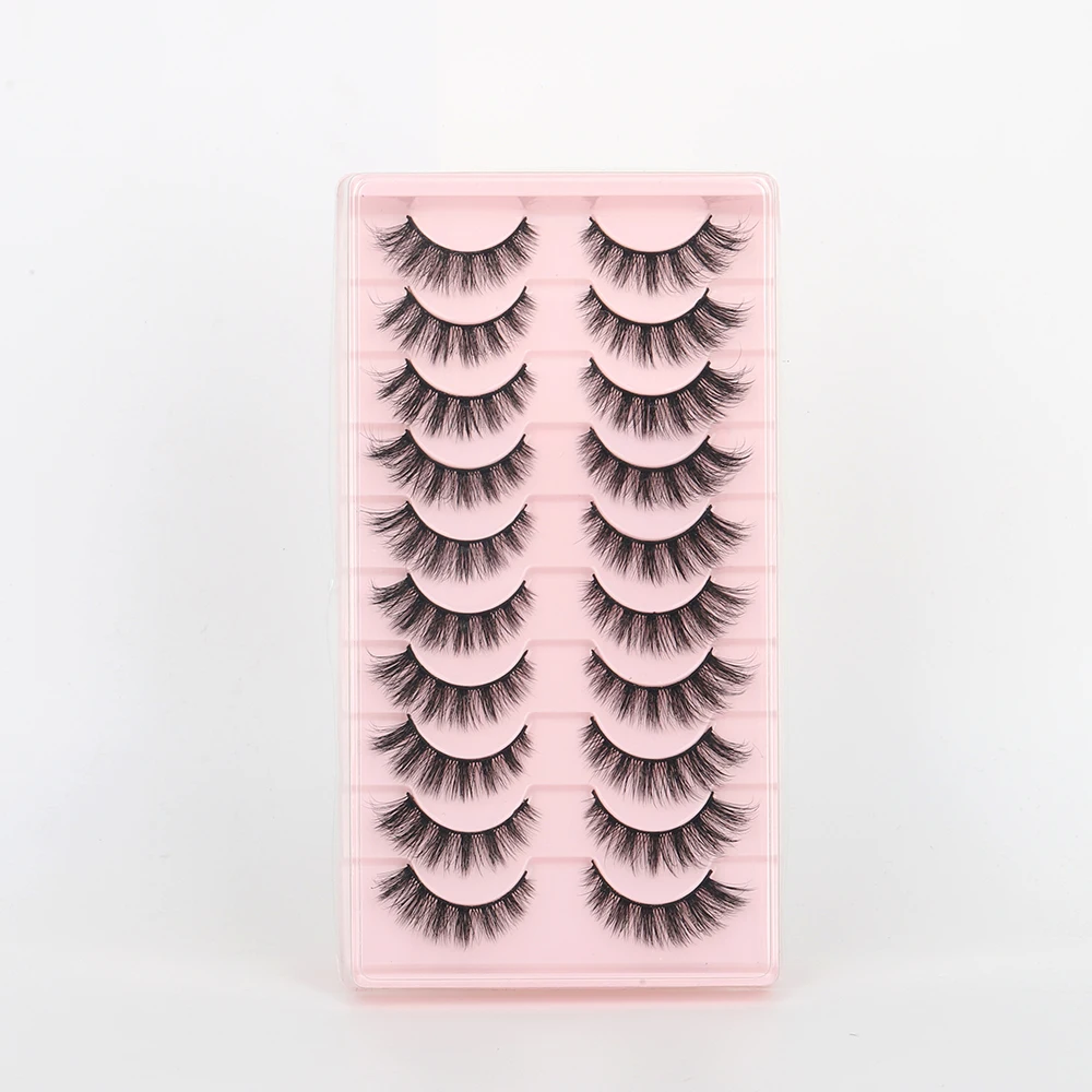 Lashine Nowe 10 par rzęs 3D z imitacji norek, puszyste, miękkie, pełne, gęste, delikatne rzęsy, dramatyczne sztuczne rzęsy do makijażu
