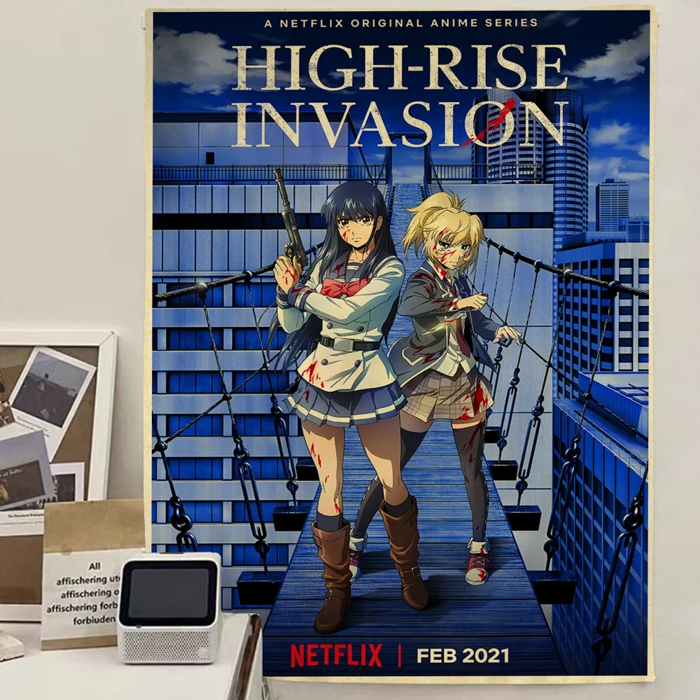 

High-Rise Invasion Cartoon Tapestry Art Science Fiction Room Home Decor Art Home Decor