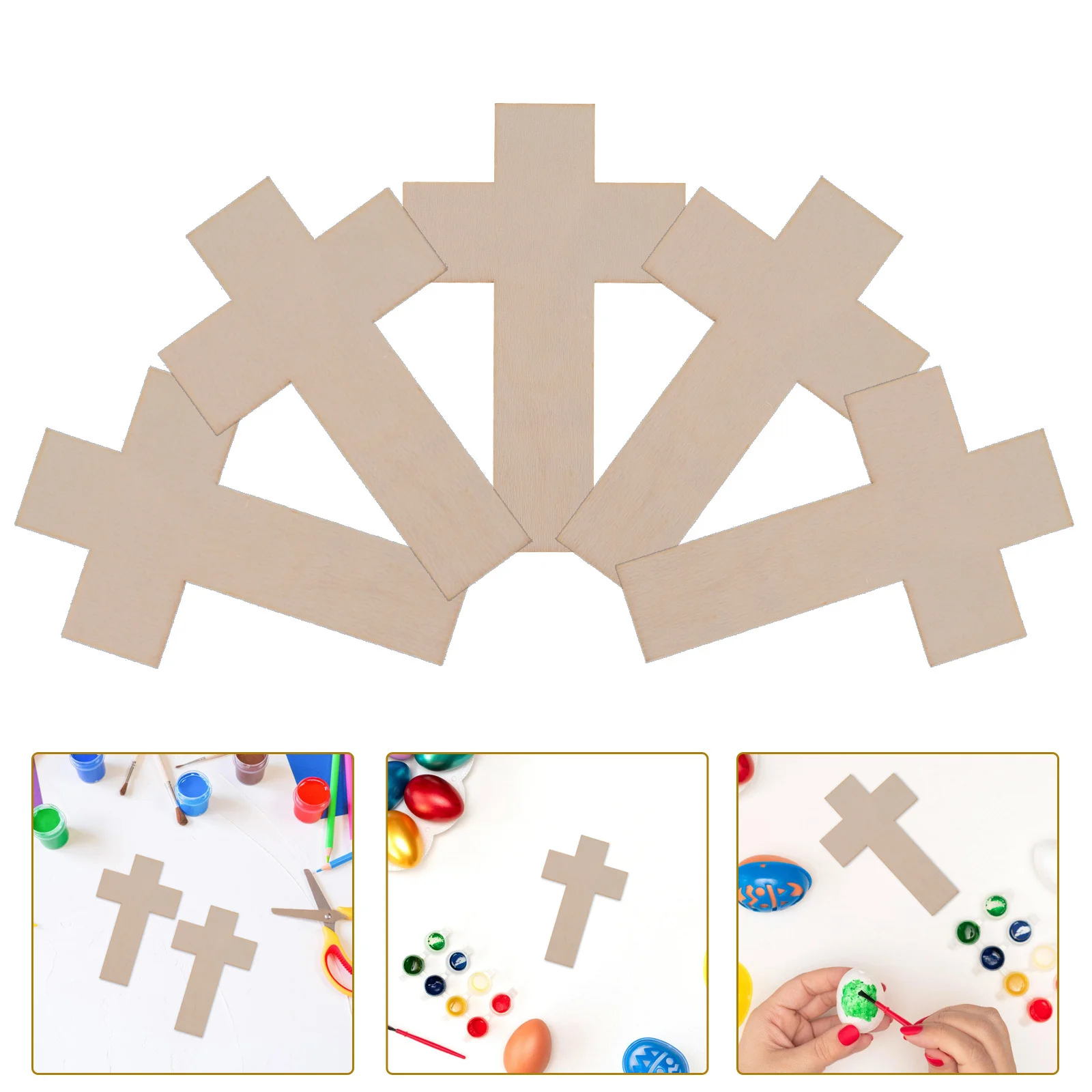 

30Pcs Cross Shape Wooden Chips Smooth Surface DIY Craft Unfinished Wood Slices Home Decor Gift Wooden Cross Cutout