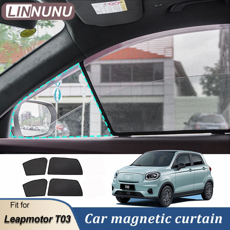 

LINNUNU for Leapmotor T03 2023 20024 Magnetic Car Sun Shade UV Protection Curtain Sunshade Side Window Visor Summer Accessories