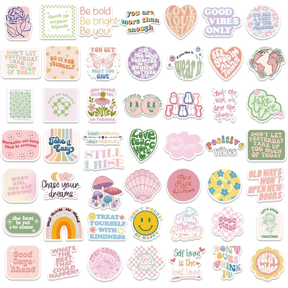 10/50/100pcs pink Inspirational Words Stickers Graffiti VSCO Girls Quotes for DIY Phone Helmet Scrapbooking Laptop Suitcase