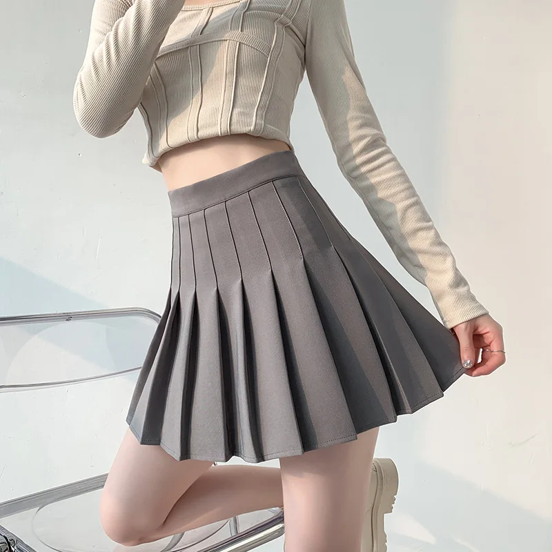 Fanan Women Sexy Skirts Slim Preppy A-line Mini Wide Leg High Waist Harajuku Skirts Women Pleated Mini Skirts Spring Autumn