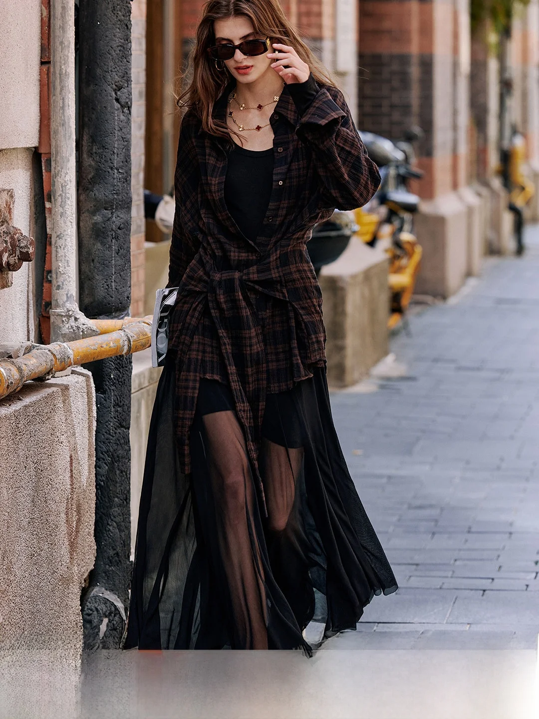 

Женская куртка-рубашка Luna7xi в клетку с длинным рукавом, новинка ранней осени, высококачественная, легкая, антивозрастная, модная