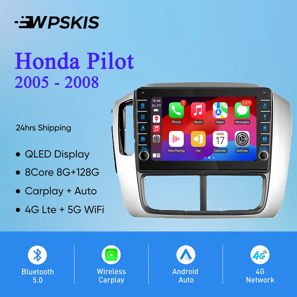 8G Ram 128GB Android14 QLED Radio de coche vídeo Audio A/V reproductor de música DVD GPS Navi para Honda Pilot 2005 - 2008 Carplay Auto DSP RDS