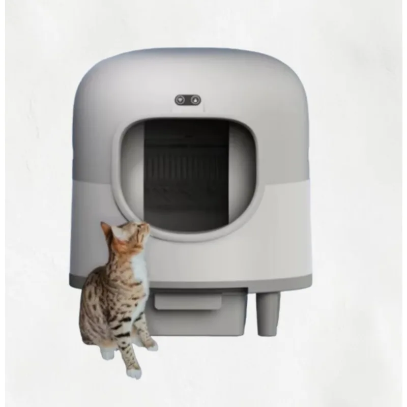

Automatic Cat Litter Box, Large Capacity Self-Cleaning Cat Toilet with APP Control, Low Noise Plastic Litter Box for Cats