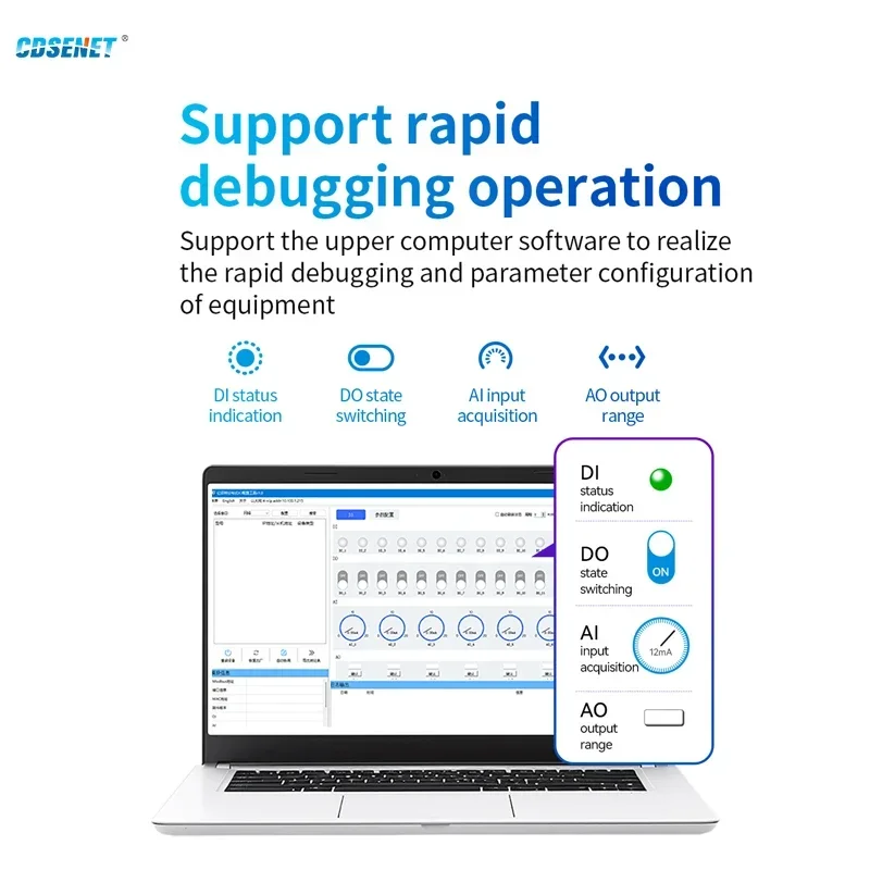 Imagem -05 - Módulo io Remoto de Expansión Ethernet Cdsenet Gaxax8080 Interruptor Analógico Adquisição Modbus Tcp Rtu Funciona Con Host Rs485 8di Mais 8do