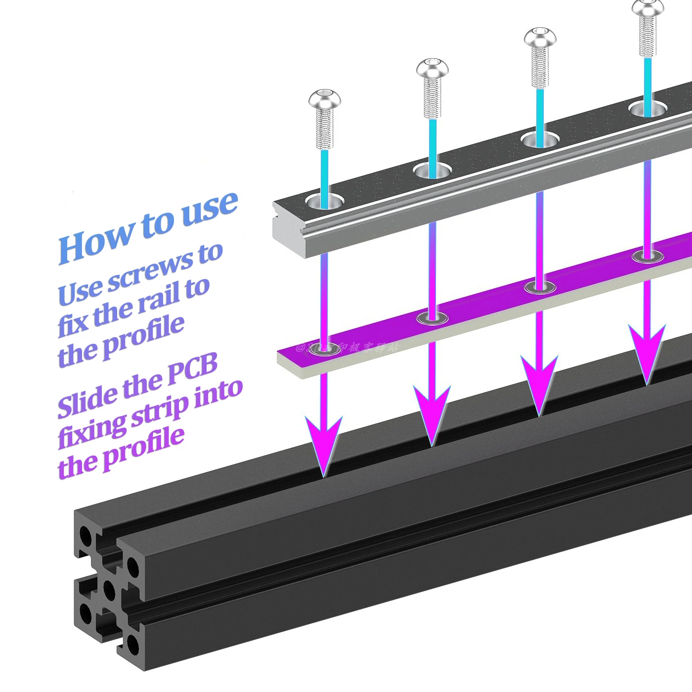 Support de rail de fil violet PCB FiViolet, adapté pour Voron 0.1, 0.2, 1515, profilé d\'extrusion d\'aluminium MGN7, rail prompt ket, V0.1, V0.2, 10