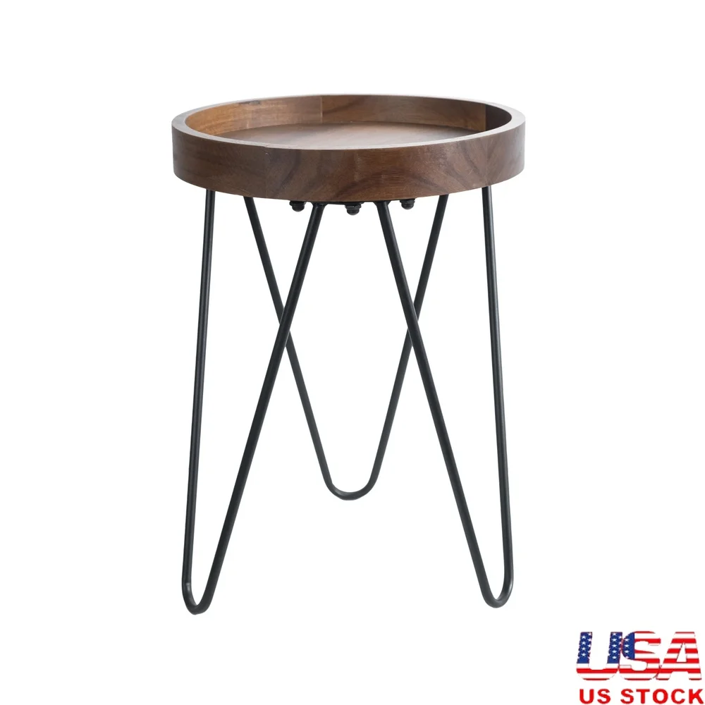 

18 Inch Cylinder Wood Bronze Plant Stand Indoor Outdoor Durable Display Pot Holder Easy Assembly Weather Resistant Design