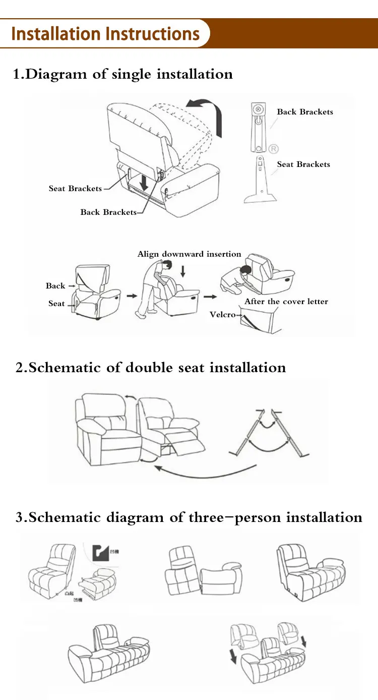 เฟอร์นิเจอร์บ้านสไตล์จีน เฟอร์นิเจอร์ห้องนั่งเล่นหนังทันสมัย โซฟาหนังปรับเอนได้ ผ้าคลุมโซฟาหนัง