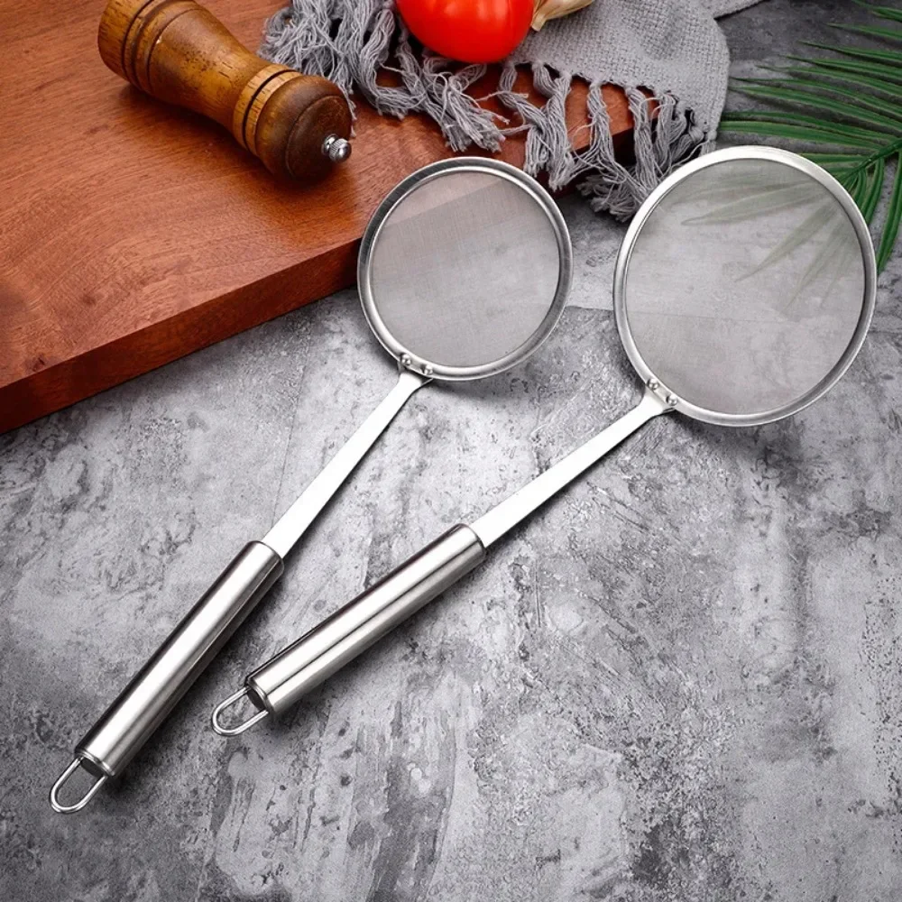 304 Stainless Steel Pasta Colander Oil Filter Spoon Large Skimmer Noodle Drainer Long Handle Fine Mesh Screen Kitchen Gadgets