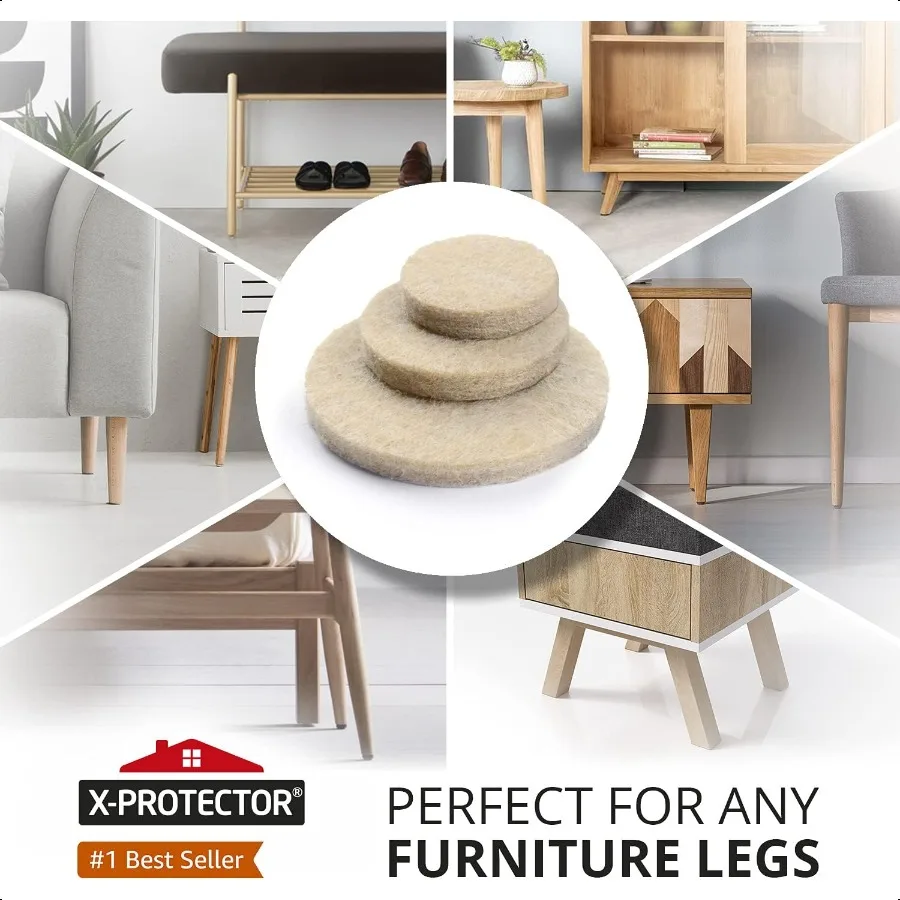 أفضل وسادات أثاث من اللباد، 48 وسادة لباد مميزة للكرسي، واقي أرضية للأرضيات الخشبية الصلبة لحماية الأرضيات الصلبة باللون البيج #3