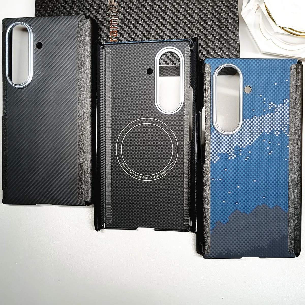 

Genuine Aramid Carbon Fiber Magnetic Wireless Dual Axis Case For Samsung Galaxy Z TriFold Double Hinge Starry Sky Back Cover
