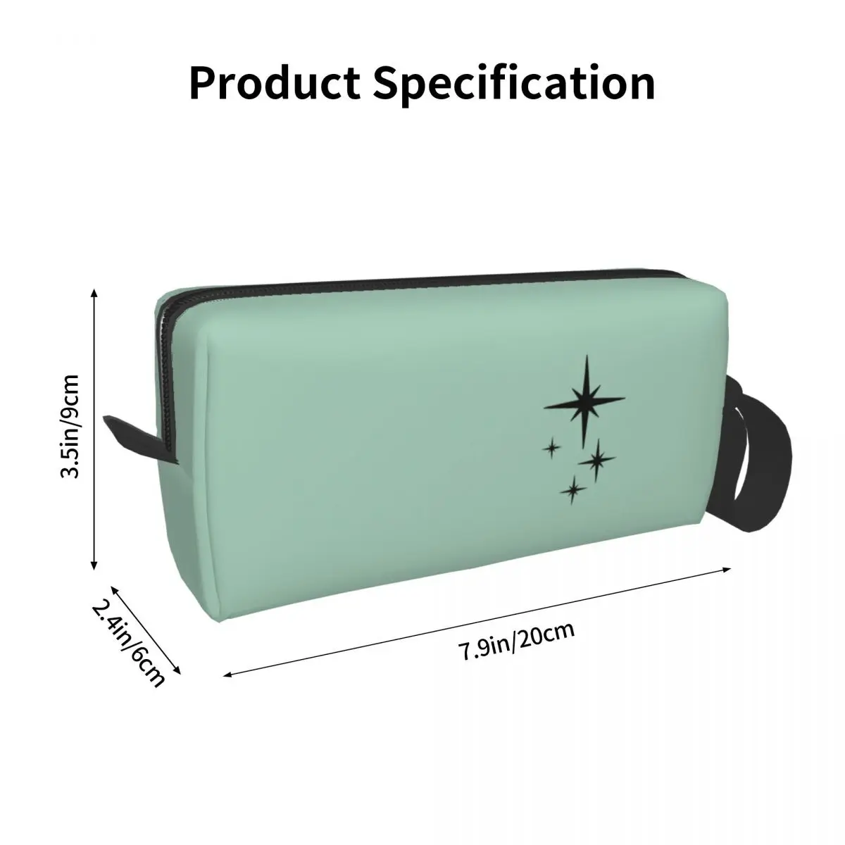 Atomic Age Retro Starburst In Mint Green And Black Makeup Bag  Toiletry Cosmetic Bag for Women Beauty Travel Pencil Case
