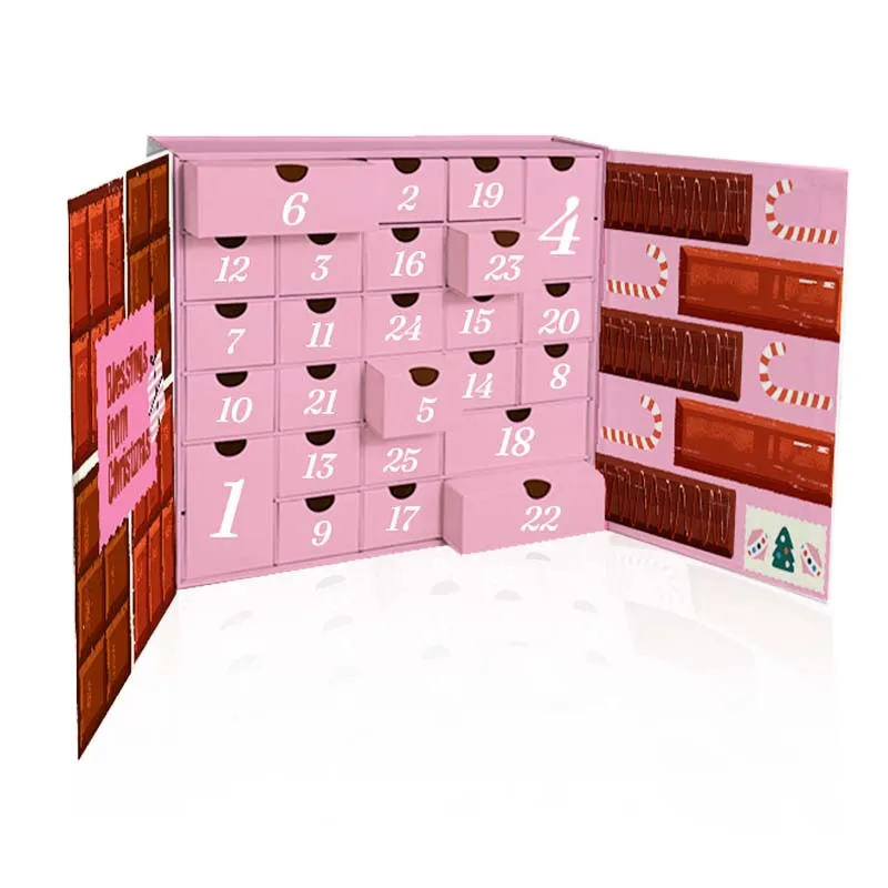 New Gift Cardboard Box Biscuits Chocolate Paper Dividers Candy Drawer Christmas Advent Calendar Gift Box