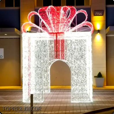 Outdoor Waterproof Garden Project Commercial Display Urban Landscape Christmas Decoration 3D Led Giant Gift Box Motif Light