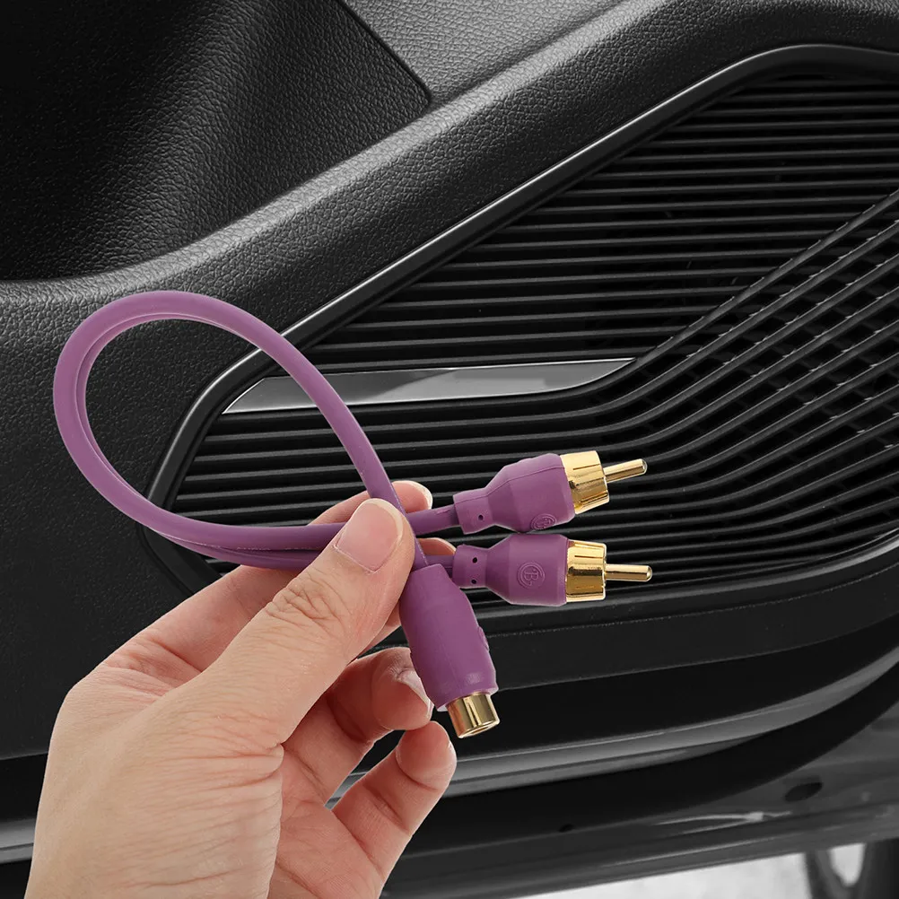 2Pcs Car Audio Rca Splitter Cable Y Splitter Adapter for Car Amplifier Subwoofer Speaker Booster Bass Enhanced Audio Wiring