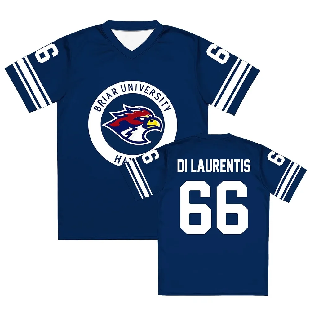 Off Campus Briar University Jersey Graham 44 22 DI LAURENTIS 66 Tucker46 T-shirt V-neck Short Sleeve Men Women Tees 3D Print