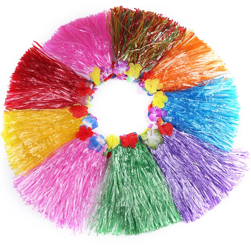 Fibers de plastique fille hawaïenne Hula jupe Hula herbe costume guirlande fleur enfant jupes Hula habiller fête Hawaii Beach30 cm/40 cm
