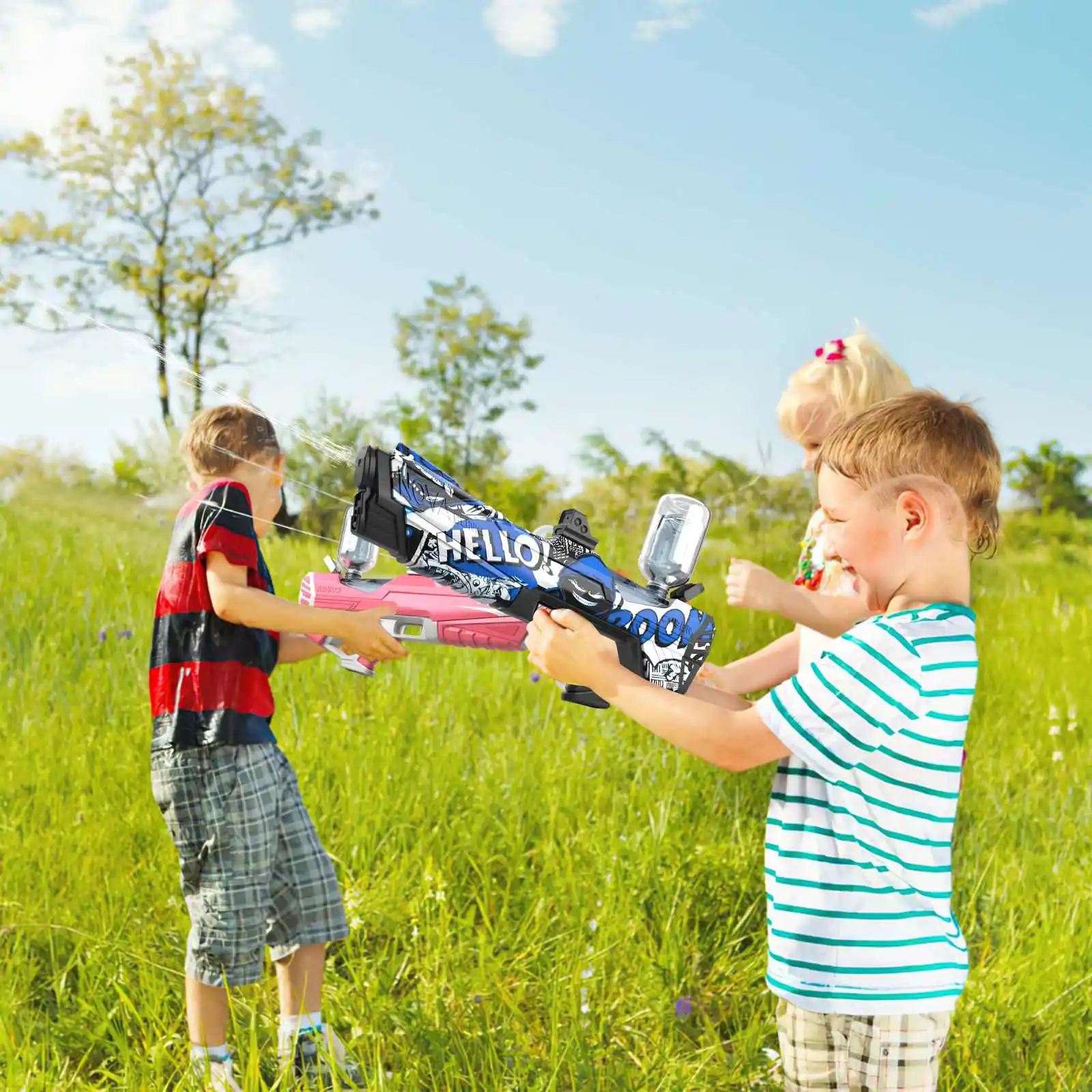 Pistola de agua eléctrica para niños, niños, niñas y adultos, juguete de playa, tiro automático completo, inducción de agua, Verano