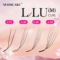 MASSCAKU-extensiones de pestañas en forma de U L/LU/M Curl 3D-5D U, suave, mate, negro, aspecto Natural, palancos de pestañas individuales para herramienta de maquillaje