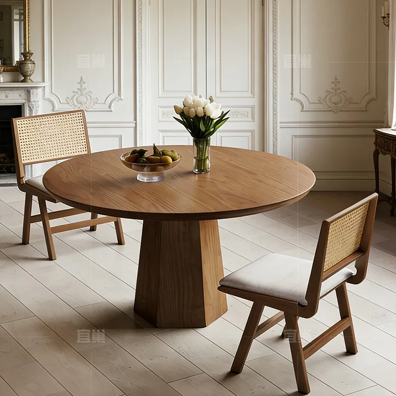 

Nordic Round Dining Table Solid Wood Household Accent Dining Table Restaurant Commercial Home Furniture Nesa De Jantar XY40CZ