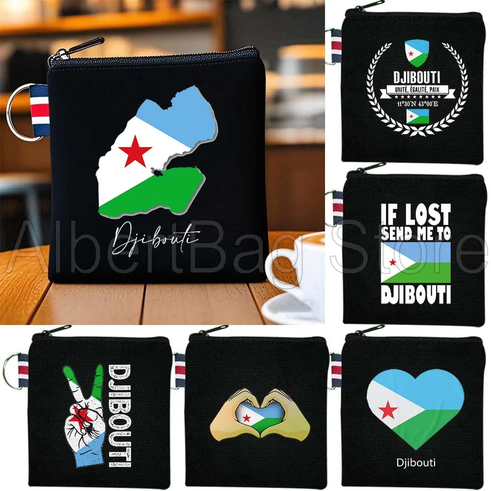 

Djibouti Country Map Flag Djiboutian Gifts Canvas Bags Key Coin Purse Small Square Cotton Bag Storage Card Wallets Holders Pouch